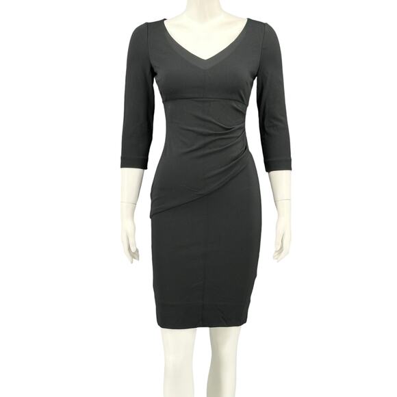 🗽Diane von Furstenberg Dress Womens 2 Black Bevin 3/4 Sleeve Sheath LBD Office - Picture 1 of 10